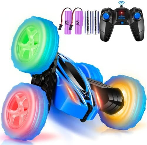 Flymevac Remote Control Car, 360° Rotating RC Stunt Cars with Wheel Lights and Headlights,4WD 2.... | Amazon (US)