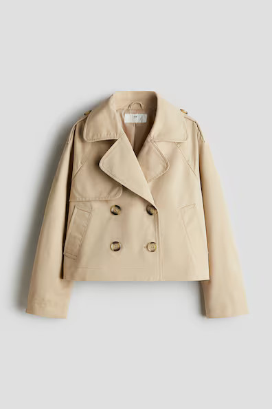H & M - Short trench coat - Beige | H&M (UK, MY, IN, SG, PH, TW, HK)