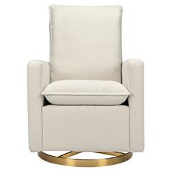 Babyletto Cali Modern Classic Cream Boucle Gold Base Pillowback Swivel Glider | Kathy Kuo Home