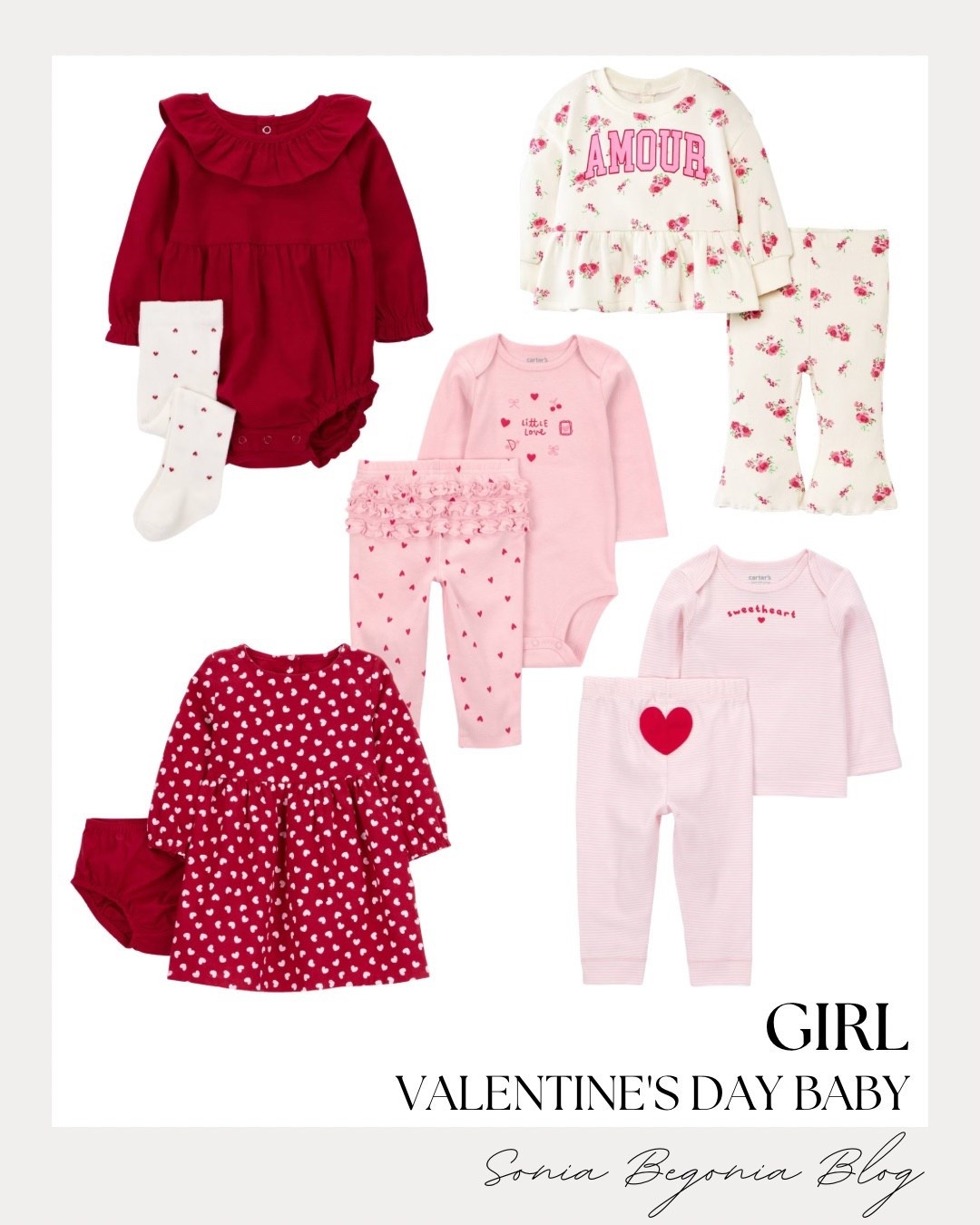 VALENTINE’S DAY BABY: Hearts, Ruffles, & Sweet Sets! ❤️

Embrace the adorable holiday trend with this perfectly balanced under $20 baby girl look! 💖

We are obsessed with the variety of statement pieces: from the festive red long-sleeve ruffle bodysuit with heart-print tights to the creamy "AMOUR" floral peplum set featuring matching bell-bottom leggings. Balance the sweet patterns with cozy essentials like a soft pink "little love" bodysuit paired with ruffled heart leggings or a classic red and white heart-print long-sleeve dress. Finish the look with charming, comfortable details: a pink striped "sweetheart" top and coordinating leggings with a bold heart patch for a touch of polished, nursery-ready glam!

#OOTD
#OutfitOfTheDay
#BabyStyle
#BabyGirlFashion
#ValentinesDayBaby
#HeartPrint
#RuffleDetails
#BabyEssentials
#CartersBaby
#TargetBaby
#WalmartFinds
#FeminineStyle

#LTKUnder20
#BabyGiftIdeas


#LTKmomlife #LTKValentine #LTKBaby