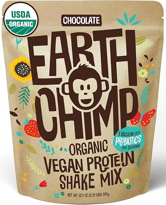 EarthChimp Organic Vegan Protein Powder - with Probiotics - Non GMO, Dairy Free, Non Whey, Plant ... | Amazon (US)