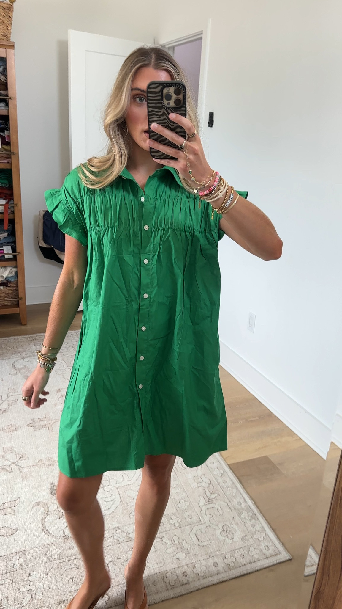 Amazon size small Women's Ruffled Short Sleeve Mini Dress Ruched Button Down Collared A Line Summer Shirt Dresses

#LTKootd #LTKSaleAlert #LTKWorkwear