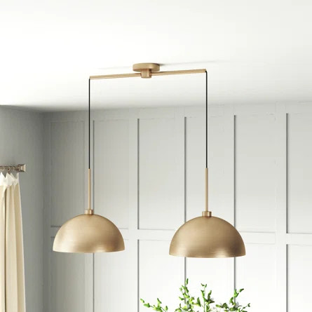Worthing 2 - Light Vintaged Brass Kitchen Island Pendant | Wayfair North America
