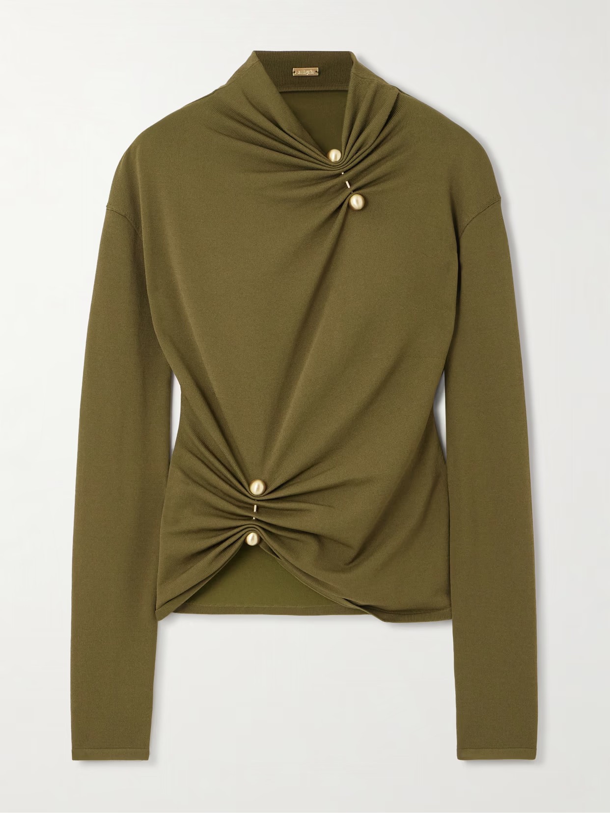 Cult Gaia - Callie Embellished Ruched Knitted Top - Green | NET-A-PORTER (US)