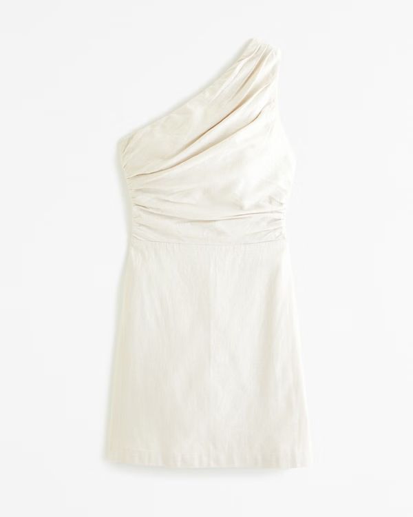 One-Shoulder Linen-Blend Mini Dress | Abercrombie & Fitch (US)