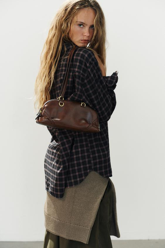 Zara - Ring-Detail Shoulder Bag - Brown - One Size Only - Woman | Zara US