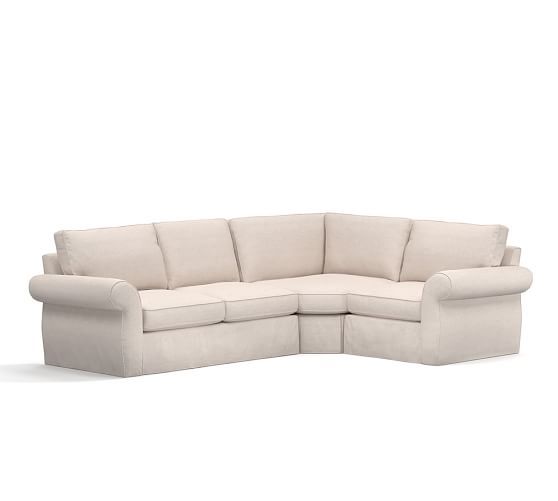 Pearce Slipcovered 3-Piece Sectional with Wedge | Pottery Barn (US)