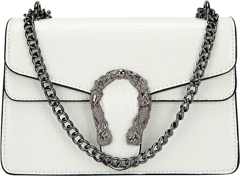 Trendy Chain Strap Crossbody Bag For Women - Luxurious Snakeskin-Print Leather Shoulder Pursel La... | Amazon (US)
