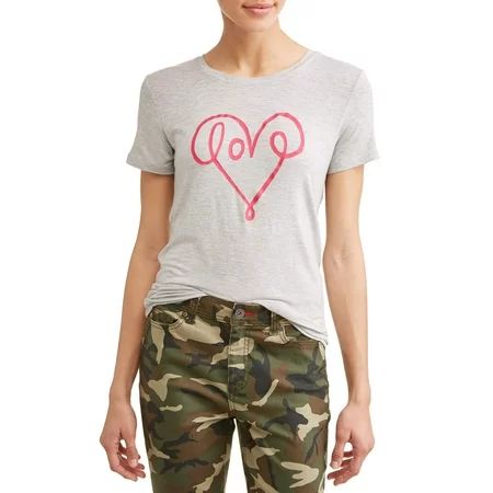 EV1 from Ellen DeGeneres - Love Scribble Short Sleeve Graphic Tee Women's - Walmart.com | Walmart (US)