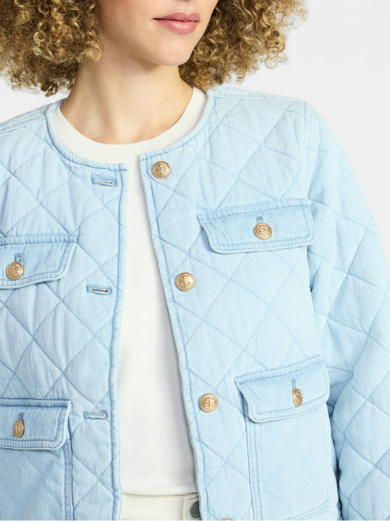 Time and Tru Women's Quilted Cotton Jacket, Sizes XS-XXXL | Walmart (US)