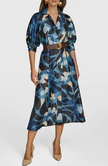 Donna Karan New York Belted Shantung Midi Shirtdress | Nordstrom | Nordstrom
