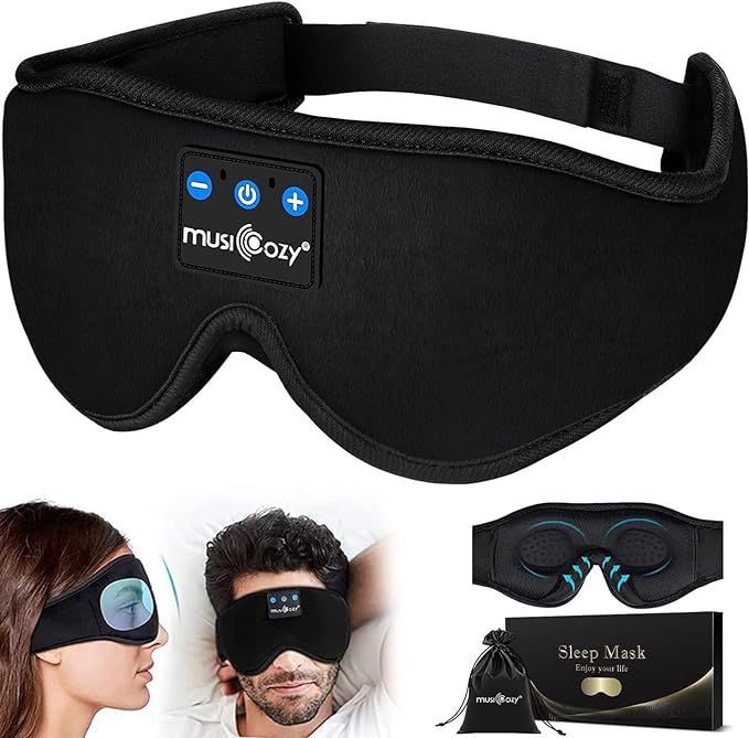 MUSICOZY Sleep Headphones, 3D Sleep Mask Bluetooth 5.2 Wireless Sleeping Headphones Earbuds Built... | Amazon (US)