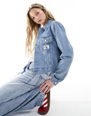 Calvin Klein Jeans cropped 90s denim jacket in light wash | ASOS (Global)