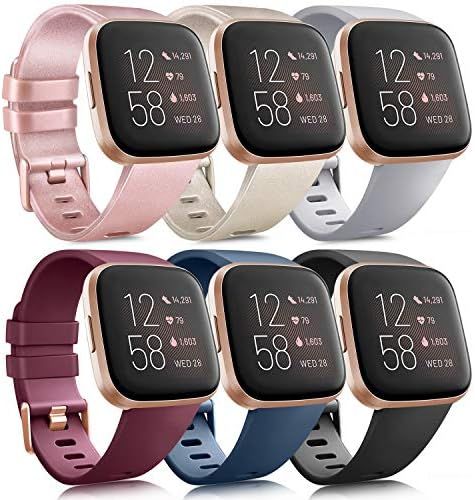 6 Pack Sport Bands Compatible with Fitbit Versa 2 / Fitbit Versa/Versa Lite/Versa SE, Classic Soft S | Amazon (US)