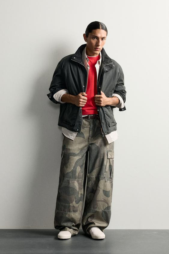 PRINTED BALLOON FIT CARGO TROUSERS | Zara UK