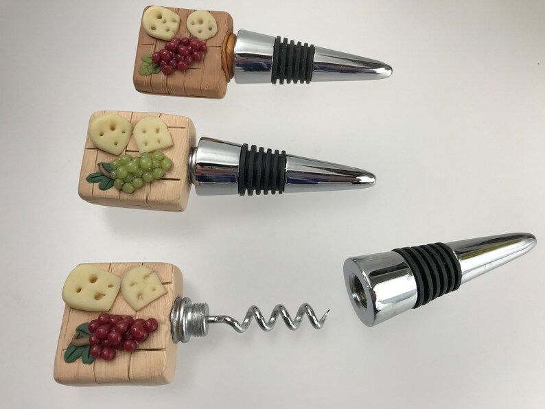 Wine & Cheese Wine Stopper With Built-in Corkscrew - Etsy | Etsy (US)