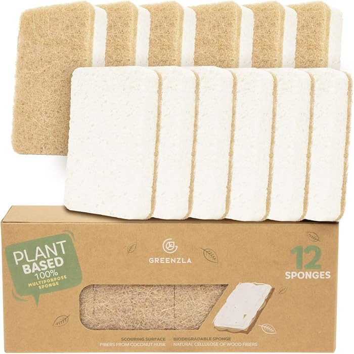 Greenzla Kitchen Sponges, Plant-Based Dish Sponges, Non-Scratch Sisal Hemp Scouring Pads for Dish... | Amazon (US)