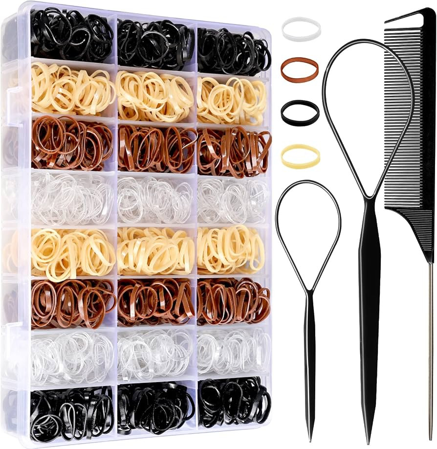 YGDZ Elastic Hair Ties,1500 pcs Mini Hair Rubber Bands with Organizer Box, Small Baby Hair Bands ... | Amazon (US)
