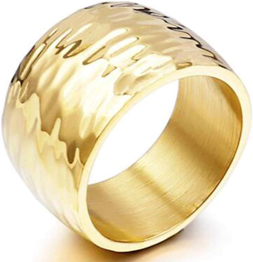 Jude Jewelers 15MM Stainless Steel Classical Simple Plain Hammered Surface Wedding Band Ring | Amazon (US)