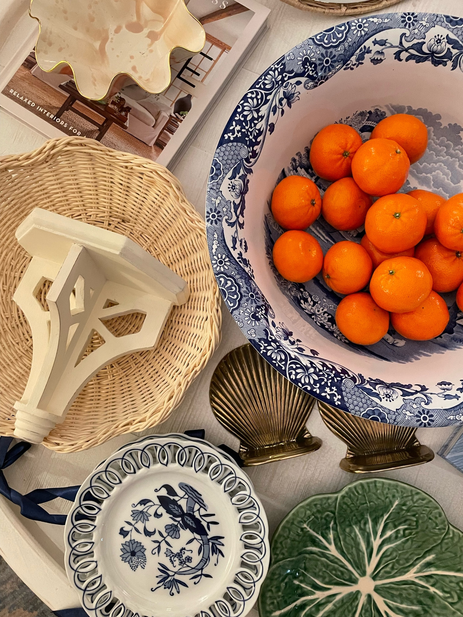 Coastal decor, coffee table, blue and white home, plate walls 

#LTKhome