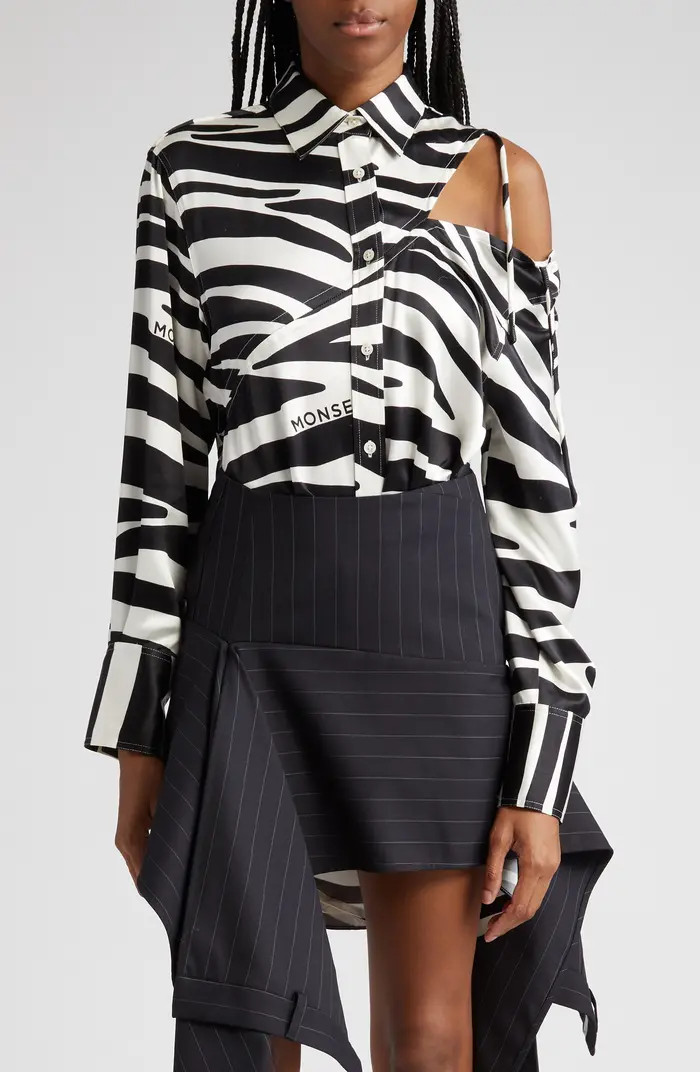 Zebra Stripe Slashed Silk Blouse | Nordstrom
