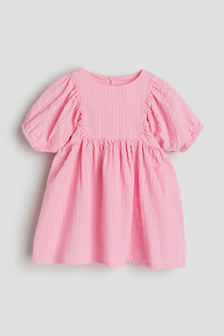 Cotton Seersucker Dress - Hot pink - Kids | H&M US | H&M (US + CA)