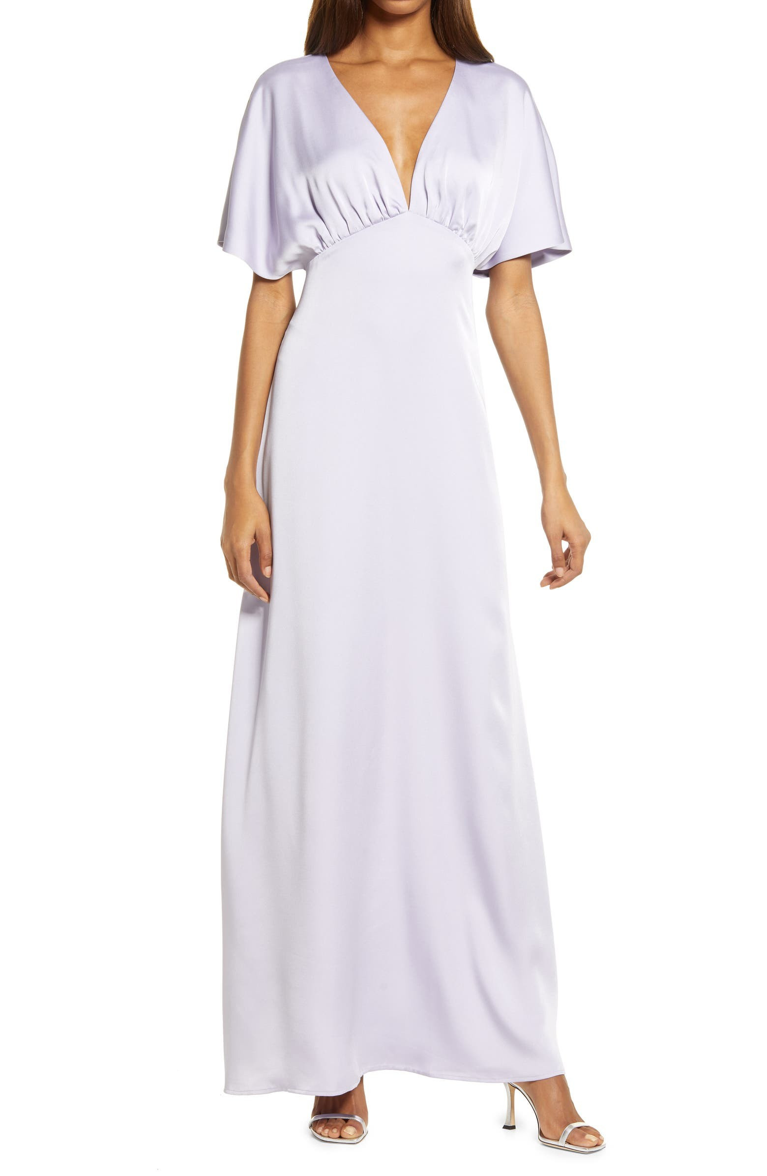 The Chiara Flutter Sleeve Satin Dress | Nordstrom | Nordstrom