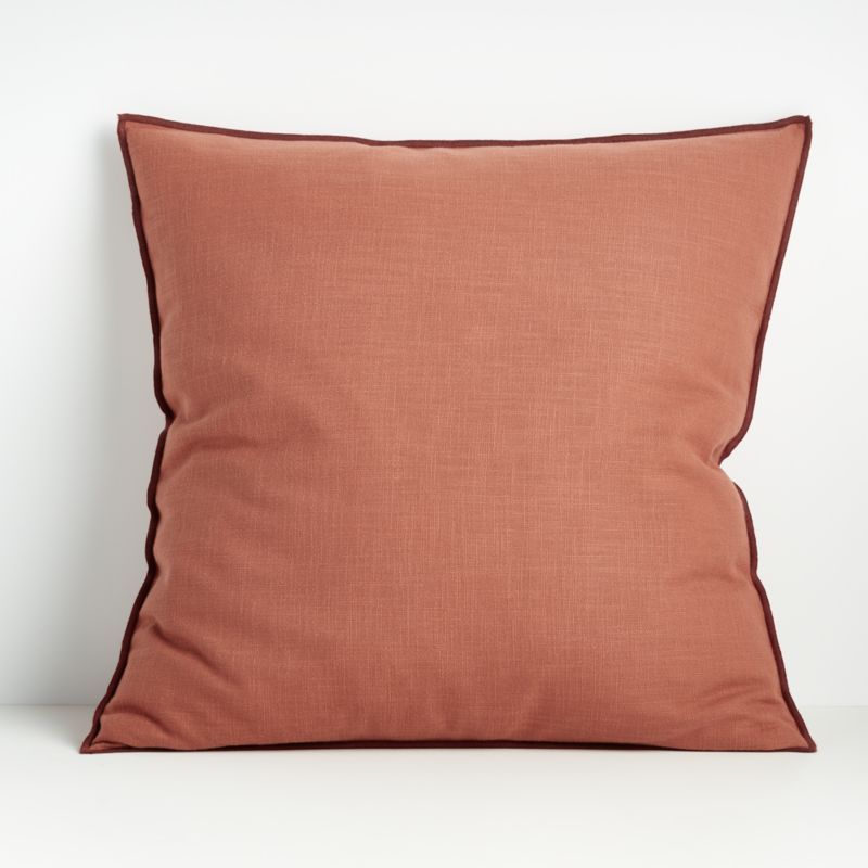 Baked Clay 23" Merrow Stitch Cotton Pillow Cover + Reviews | Crate and Barrel | Crate & Barrel