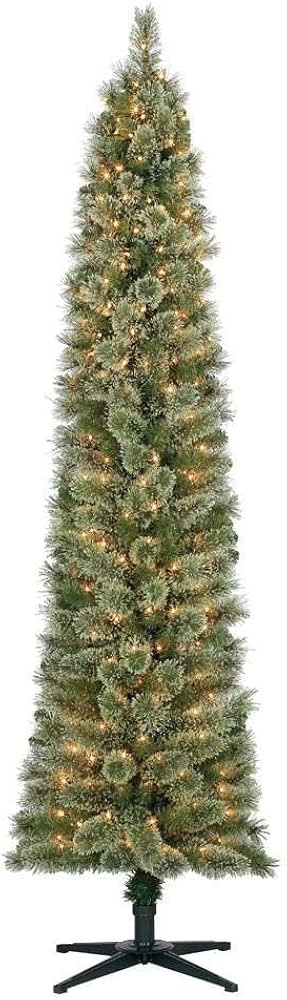 Home Heritage Stanley 7 Foot Pencil Pine Artificial Christmas Tree Prelit with 350 White Incandes... | Amazon (US)