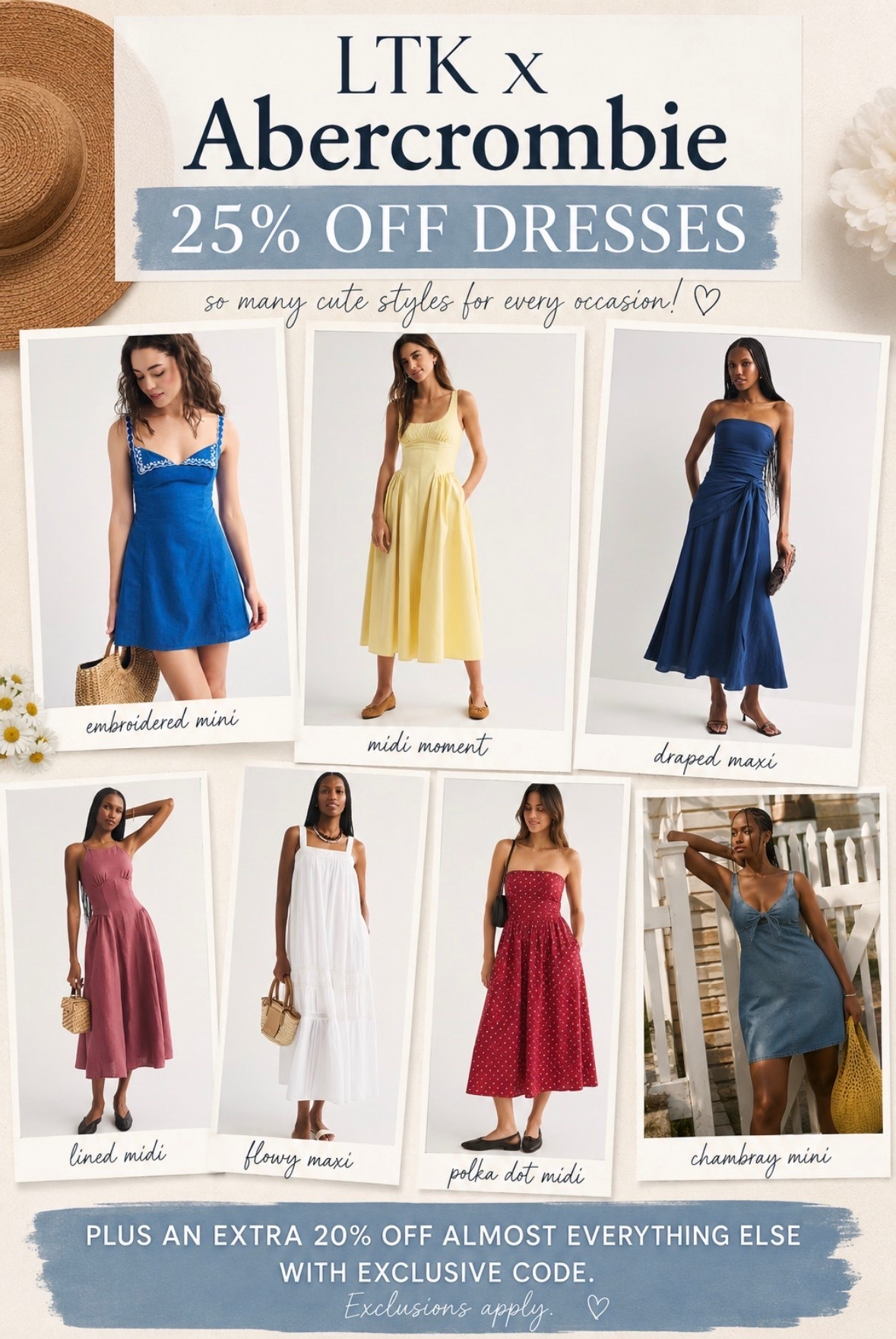 Dream dress lineup 😍🤍 So excited to be part of this LTK x Abercrombie collaboration featuring some of my favorite summer dress picks! From casual everyday styles to vacation-ready moments, these are too good 💙✨ 25% off dresses + an extra 20% off almost everything else with my exclusive code (exclusions apply!)

Promo Code: AFLTK

 #LTKCreator #AbercrombieStyle #SummerDressInspo #LTKFinds #SummerStyle

#LTKxAbercrombie #LTKxAbercrombie #LTKmomlife #LTKdayinmylife