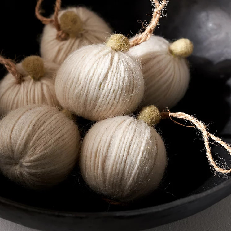 Wool Pumpkin Decorations – Set of 6 | The White Company (US & CA)