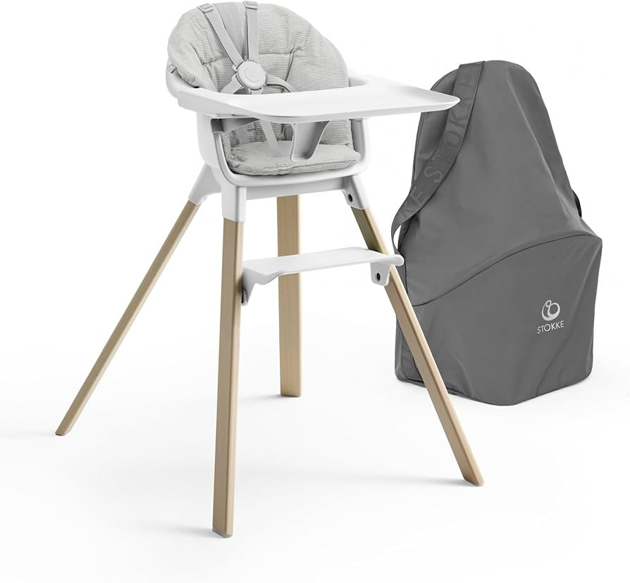 Stokke Clikk High Chair (White) with Clikk Cushion (Nordic Grey) + Travel Bag - Includes Tray & H... | Amazon (US)