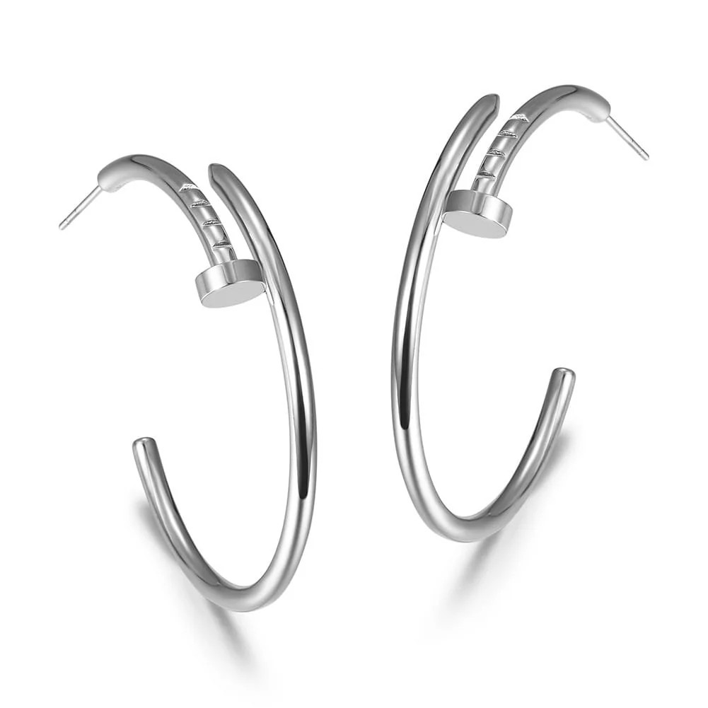 Large Nail Open Hoops | LA ENOVESÉ DESIGNS