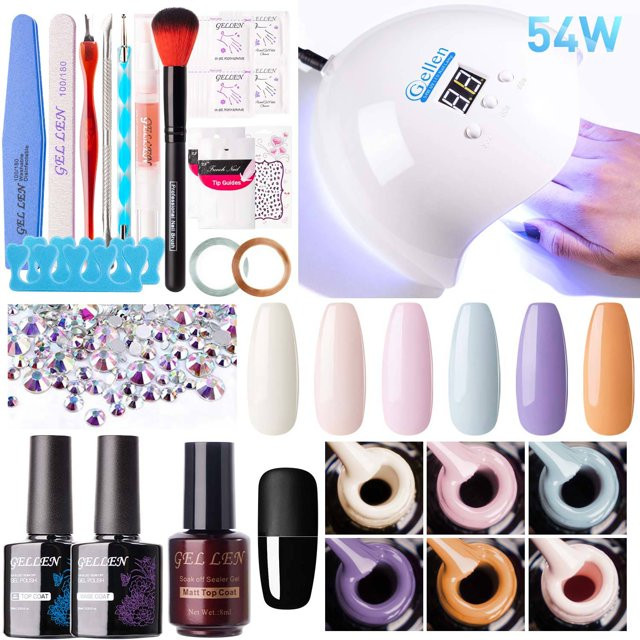 Gellen Gel Nail Polish Kit with Nail Light - 6 Colors Fresh Pastels Gel Polish Set with 54W Nail ... | Walmart (US)