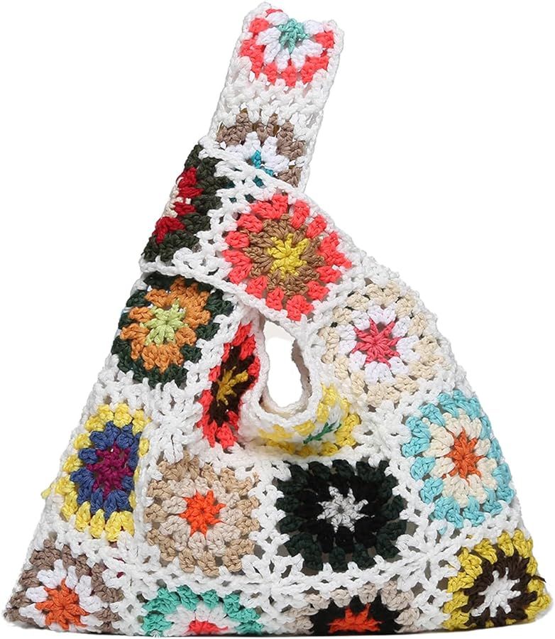 Verdusa Women's Floral Crochet Tote Bag Clutch Handbag Mini Purse | Amazon (US)