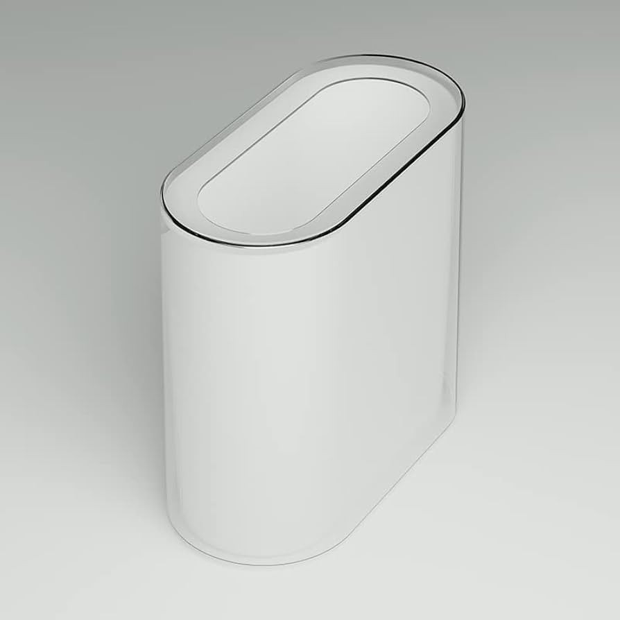 IEEK Small Waste Basket Slim Trash Can 3.2 Gallon/12L Clear and White Garbage Can Rectangle Plast... | Amazon (US)
