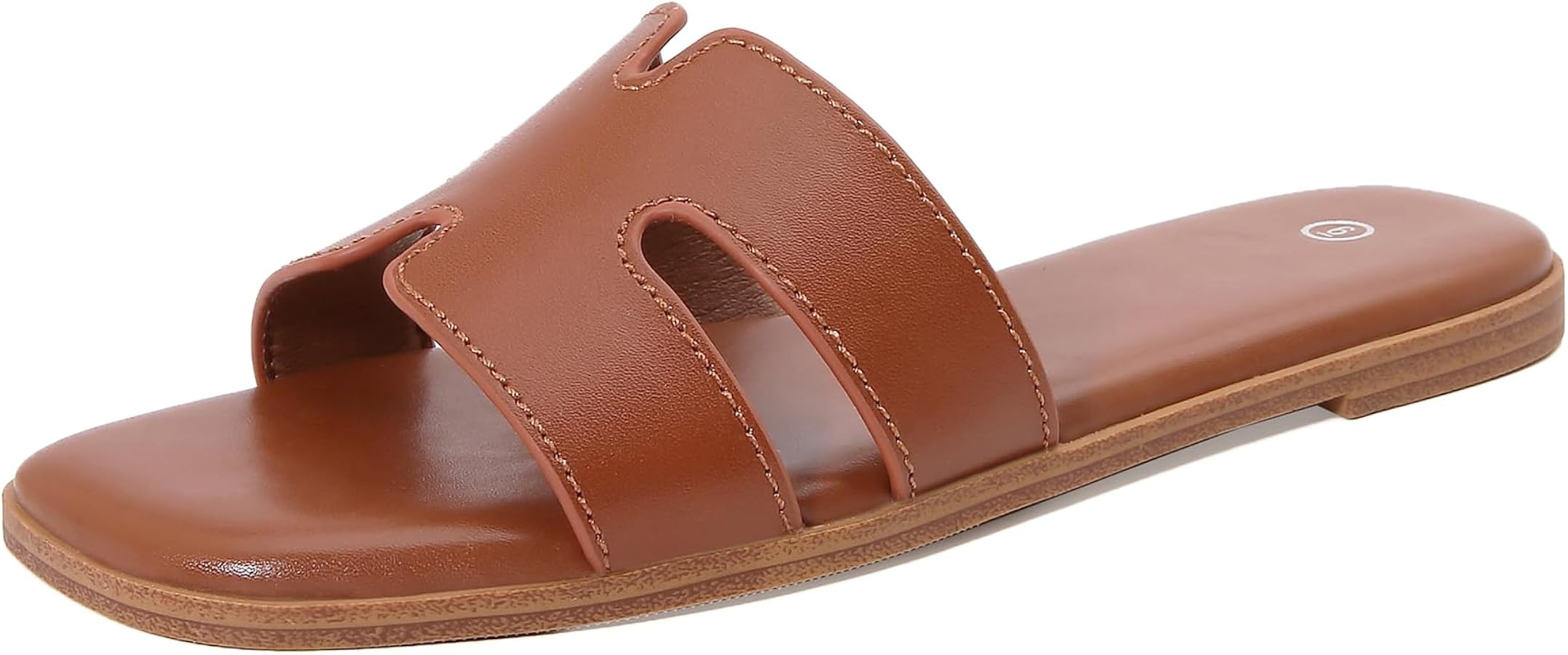 Women's Slide Sandals Comfortable Flat Slip On Leather Sandals | Amazon (US)