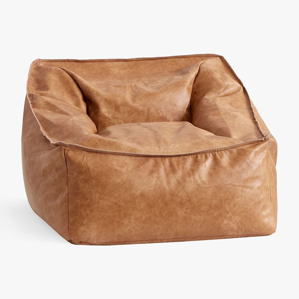 Faux Leather Caramel Modern Lounger | Pottery Barn Teen