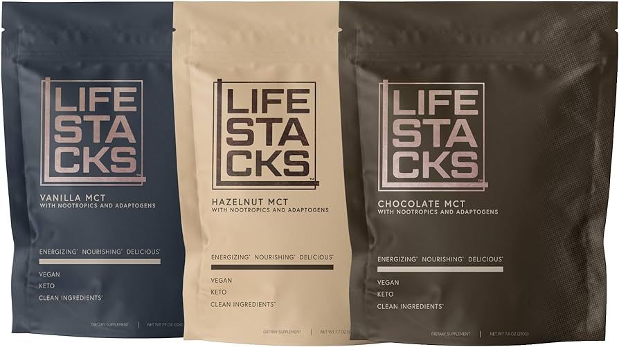 LIFESTACKS 3 Flavor Bundle - MCT Oil Powder with Nootropics & Adaptogens for an Elevated Coffee E... | Amazon (US)