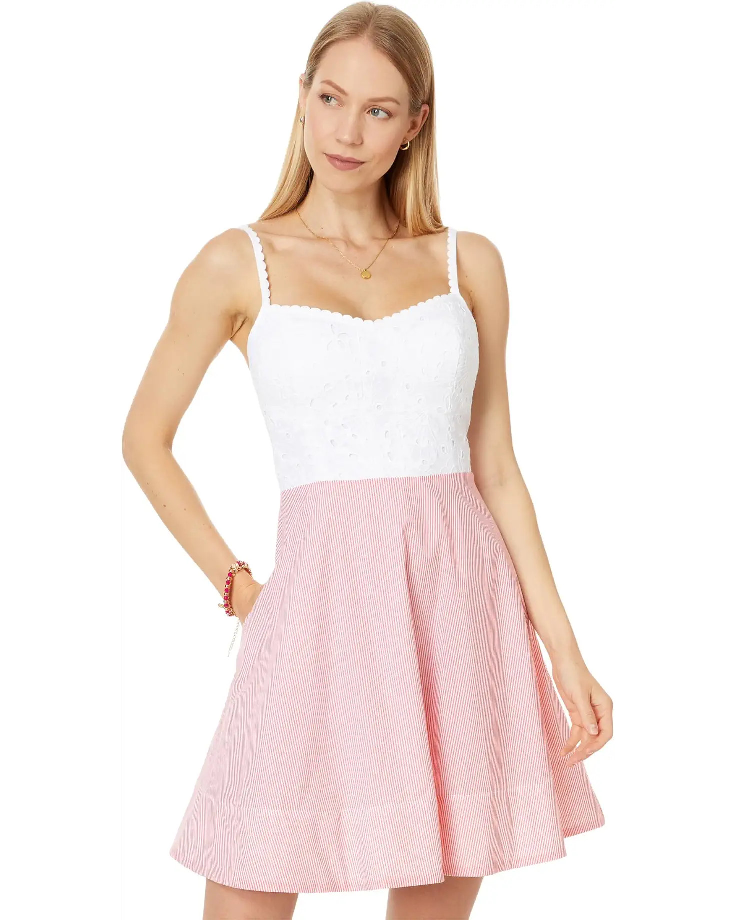 Women's Lilly Pulitzer Winslow Eyelet Stripe Combo Dress | Zappos