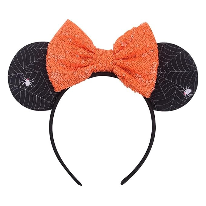 Christmas Halloween Glitter Sequin Mouse Ears Bow Headband Hair Hoop for Women Girls, Cat Ear Hai... | Amazon (US)