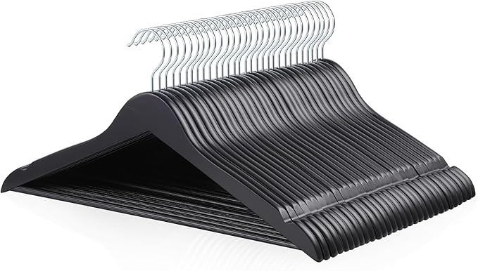 Amazon Basics Wood Suit Clothes Hangers, 30-Pack, Black | Amazon (US)