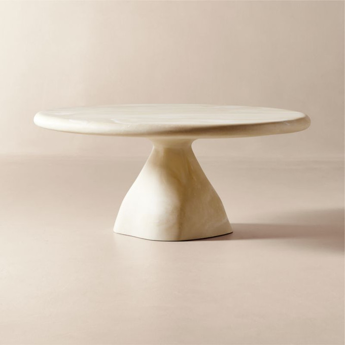 Click for more info about Espira Round Cream Marbled Resin Coffee Table + Reviews | CB2