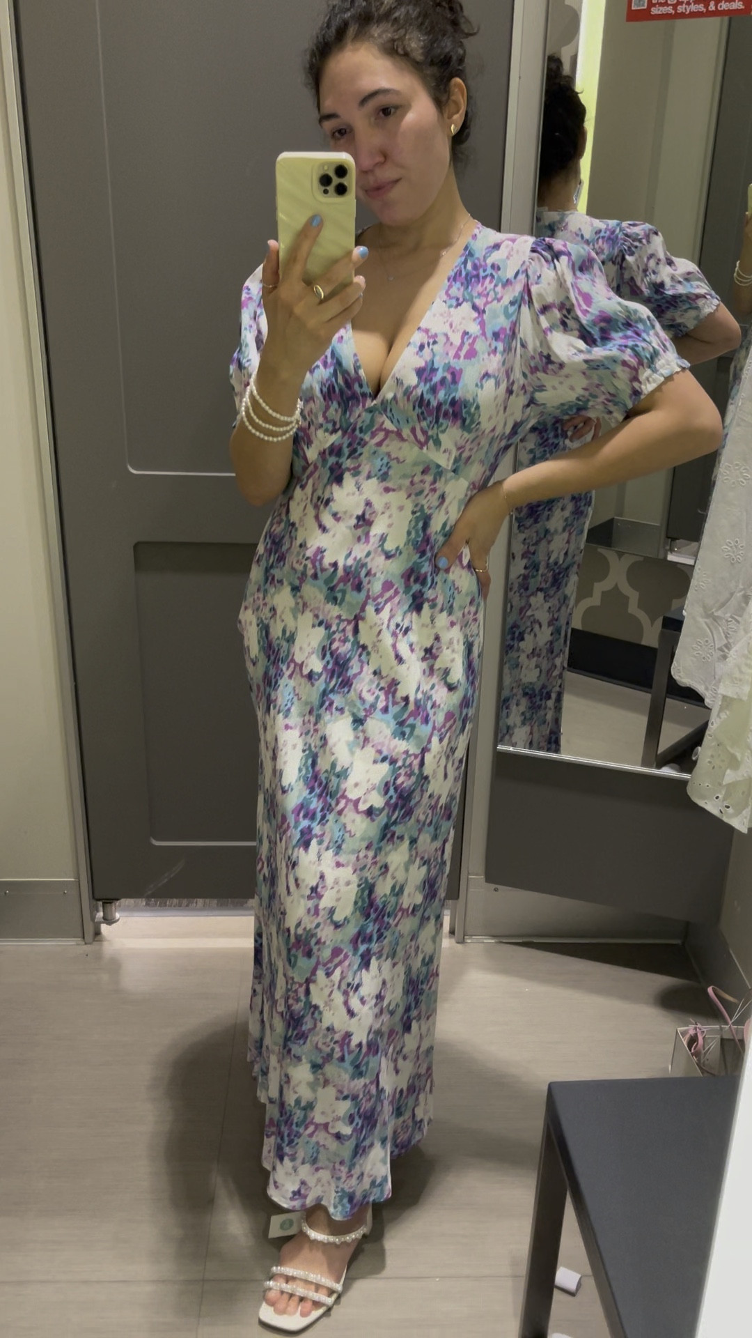 Target spring dress - wearing my normal Small, spring outfit, floral dress, maxi dress, white sandals, white heels

#LTKfindsunder50 #LTKstyletip