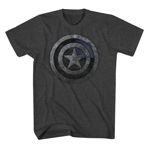 Men's Marvel Captain America Logo Short Sleeve Graphic T-Shirt Charcoal Heather | Target