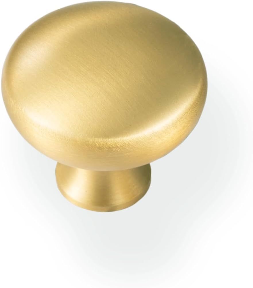 Brushed Gold Kitchen Cabinet Knobs -5 Pack Solid Brass Handle for Dresser Drawer,1-1/4 Inch, Mode... | Amazon (US)