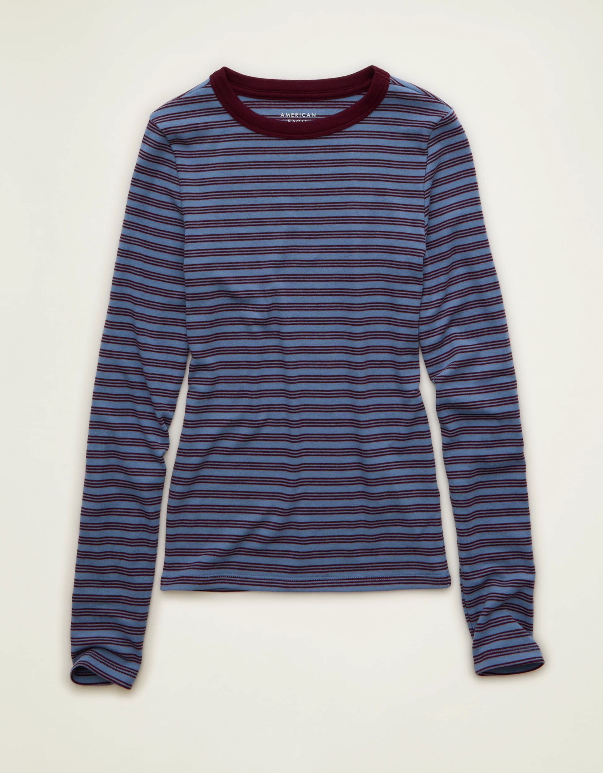 AE Cozy Crew Neck Long Sleeve T-Shirt | American Eagle Outfitters (US & CA)
