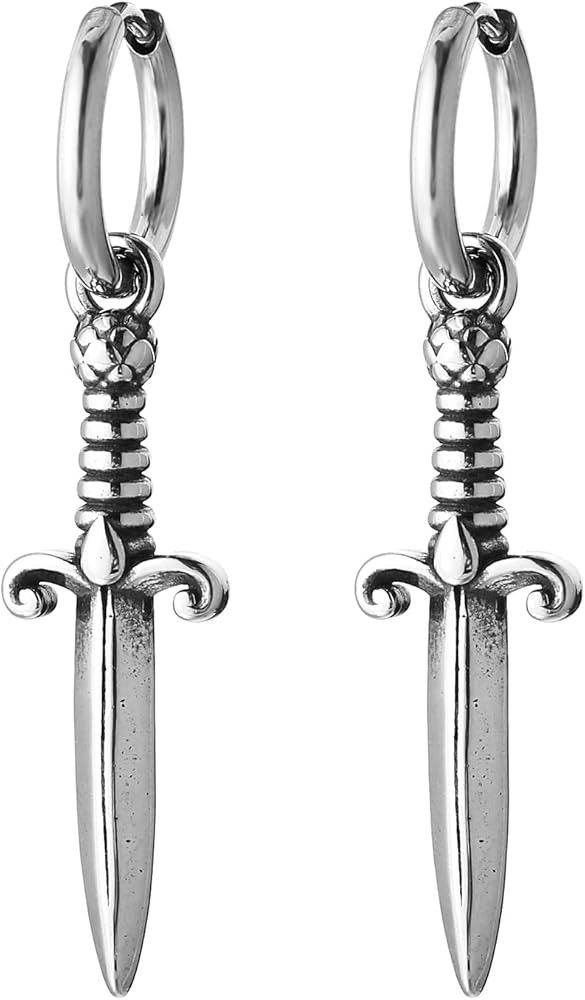 HZMAN Medieval Sword Dangle Drop Earrings for Men Women Stainless Steel Hip Hop Gothic Retro Dagg... | Amazon (CA)