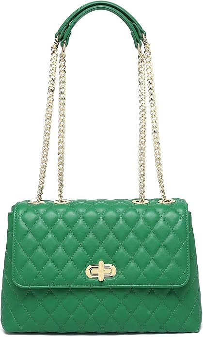 ER.Roulour Quilted Crossbody Bags for Women, Trendy Roomy Shoulder Handbags with Flap Gold Hardwa... | Amazon (US)