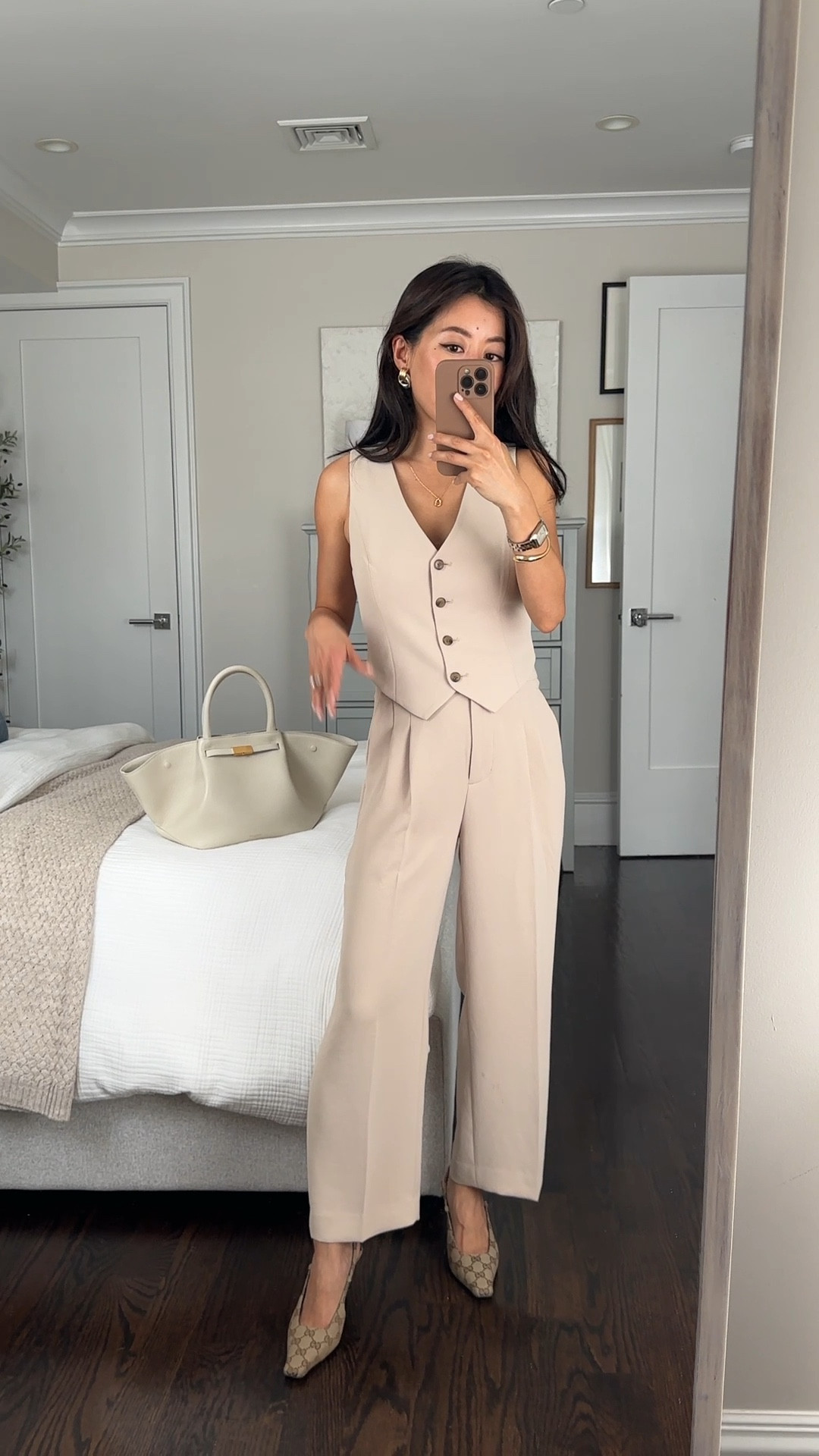 Been Loving vests and pants as a chic alternative to a dress

• Petite friendly tailored Vest size 0 in marcona beige and aritzia effortless cropped pants size 0. 

I sized up in the best for room at the chest. I’m also between sizes in the pants so went up for a little extra room.

• the lodge is an amazing alternative if you like a more laid back pull on style! But it only comes in one length at this time

• I also like the mid length tailored shirt that matches all the colors. I size up at the waist for the shorts too

• Gucci slingbacks

• demellier midi New York bag 

Elegant Dinner, office outfit, sophisticated date night outfit, meeting or presentation corporate workwear look 

#LTKWorkwear #LTKPetite #LTKSeasonal